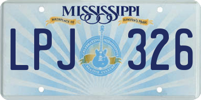 MS license plate LPJ326