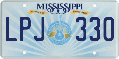 MS license plate LPJ330