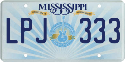 MS license plate LPJ333