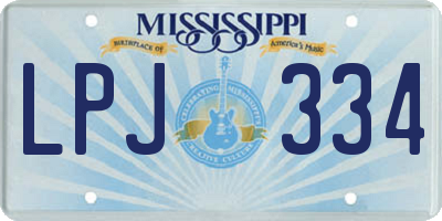 MS license plate LPJ334