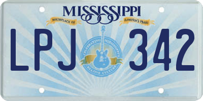 MS license plate LPJ342