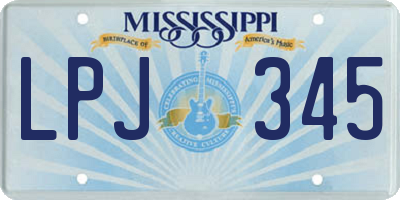 MS license plate LPJ345