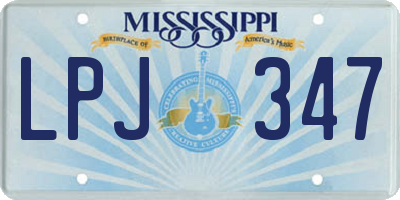 MS license plate LPJ347