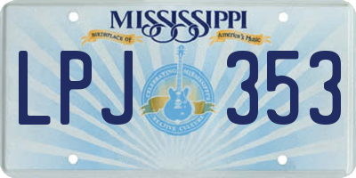 MS license plate LPJ353