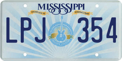 MS license plate LPJ354