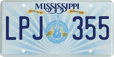 MS license plate LPJ355