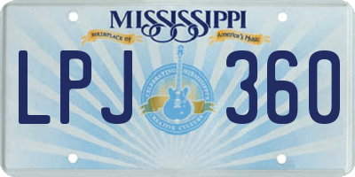MS license plate LPJ360