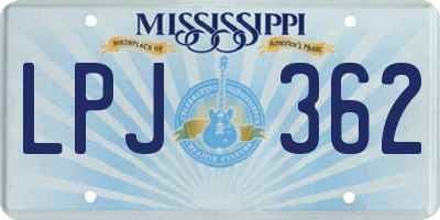 MS license plate LPJ362