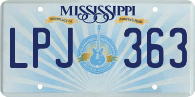 MS license plate LPJ363