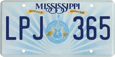 MS license plate LPJ365