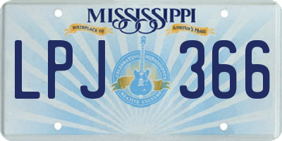 MS license plate LPJ366