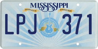MS license plate LPJ371