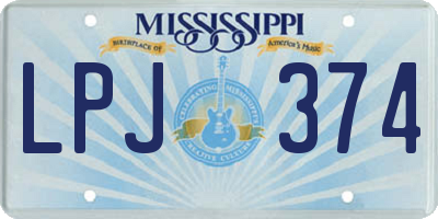 MS license plate LPJ374