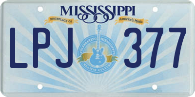 MS license plate LPJ377