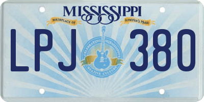 MS license plate LPJ380