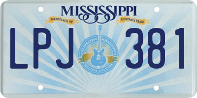 MS license plate LPJ381