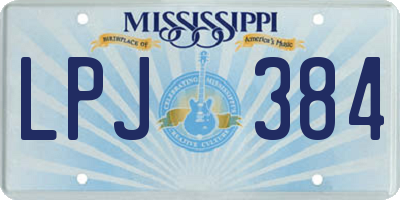 MS license plate LPJ384