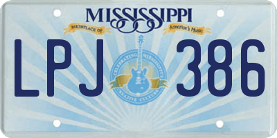 MS license plate LPJ386