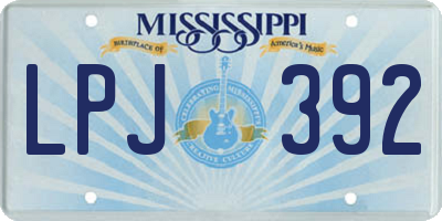 MS license plate LPJ392