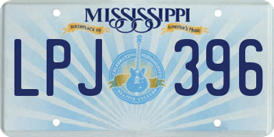 MS license plate LPJ396