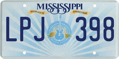 MS license plate LPJ398
