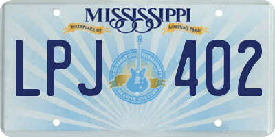 MS license plate LPJ402