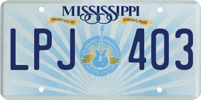MS license plate LPJ403