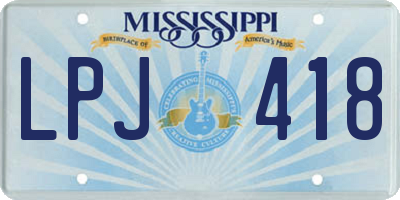 MS license plate LPJ418