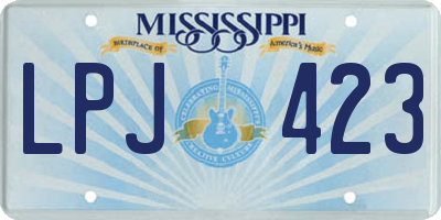 MS license plate LPJ423