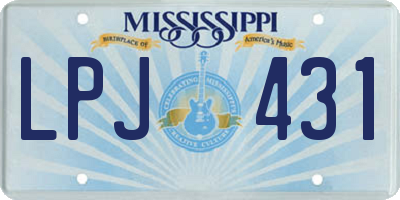 MS license plate LPJ431