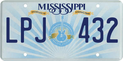 MS license plate LPJ432