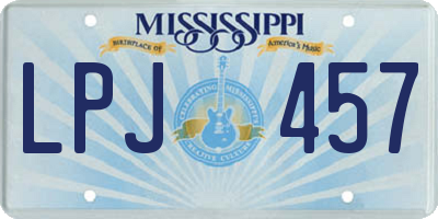 MS license plate LPJ457