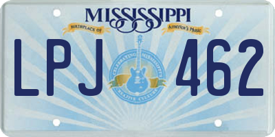 MS license plate LPJ462