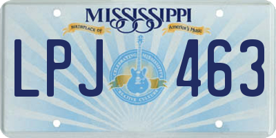 MS license plate LPJ463
