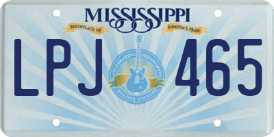 MS license plate LPJ465