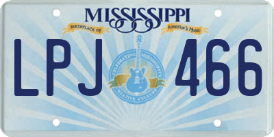 MS license plate LPJ466