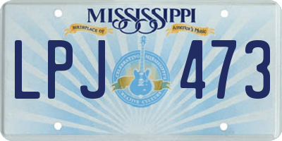 MS license plate LPJ473
