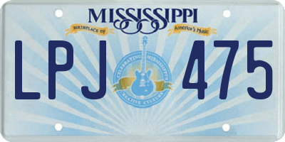 MS license plate LPJ475
