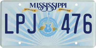 MS license plate LPJ476