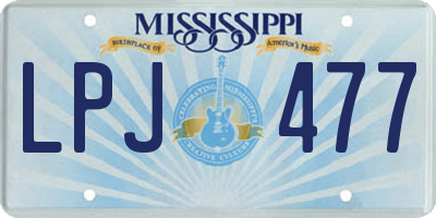 MS license plate LPJ477
