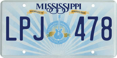 MS license plate LPJ478