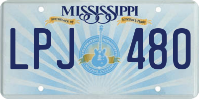 MS license plate LPJ480