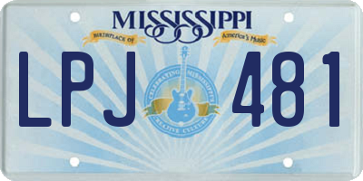 MS license plate LPJ481