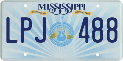 MS license plate LPJ488
