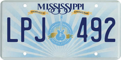MS license plate LPJ492