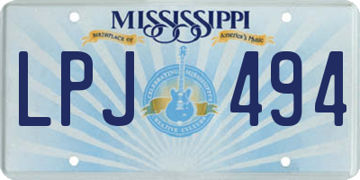 MS license plate LPJ494