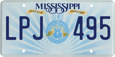 MS license plate LPJ495