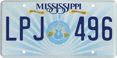 MS license plate LPJ496