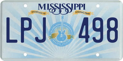 MS license plate LPJ498