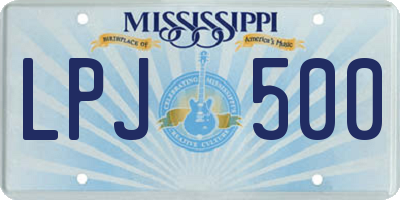 MS license plate LPJ500